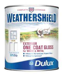 Dulux WeatherSheild Exterior One Coat Gloss 5ltrs White (DEL only)